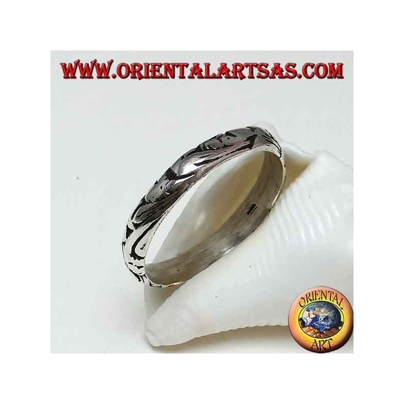 Silberring, 4 mm geschnitzter Bandring
