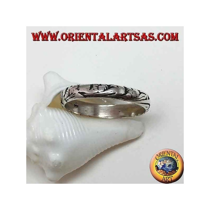Anillo de plata, anillo de banda tallada de 4 mm
