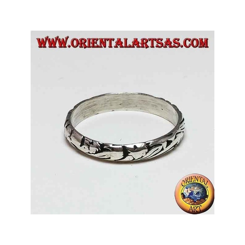 Silberring, 4 mm geschnitzter Bandring