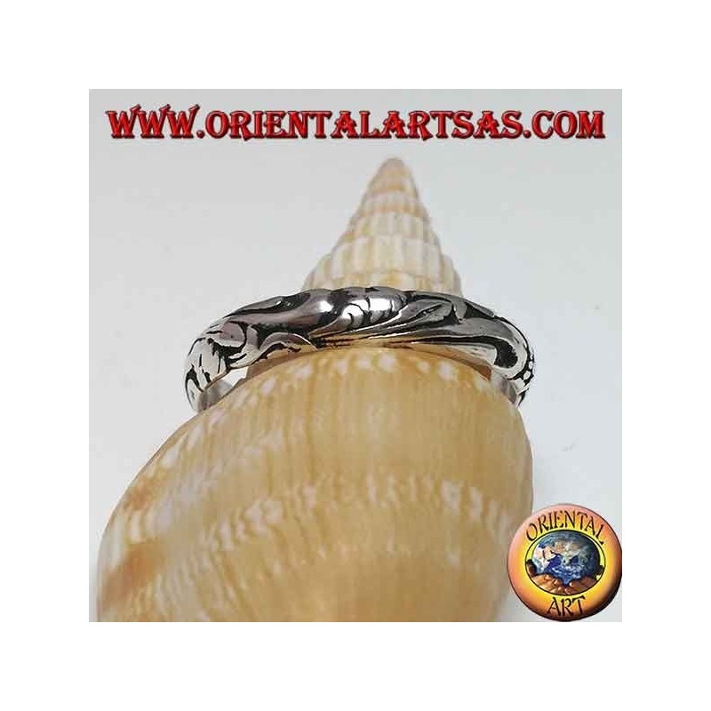 Silberring, 4 mm geschnitzter Bandring