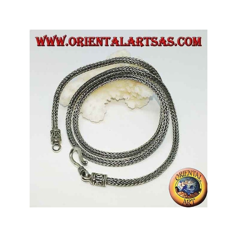 Collana  in argento, maglia snake sezione tonda da cm. 50 * mm. 3
