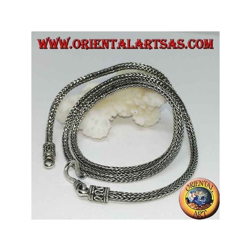 Collar de plata, eslabones de serpiente, sección redonda cm. 50 * mm.  3