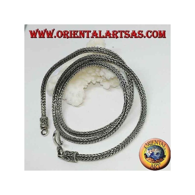Collar de plata, eslabones de serpiente, sección redonda cm. 50 * mm.  3