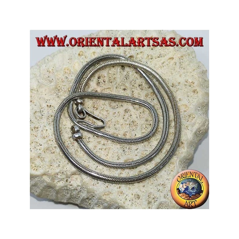 Collier en argent, serpent indien longueur 45 cm, épaisseur mm. 2.8