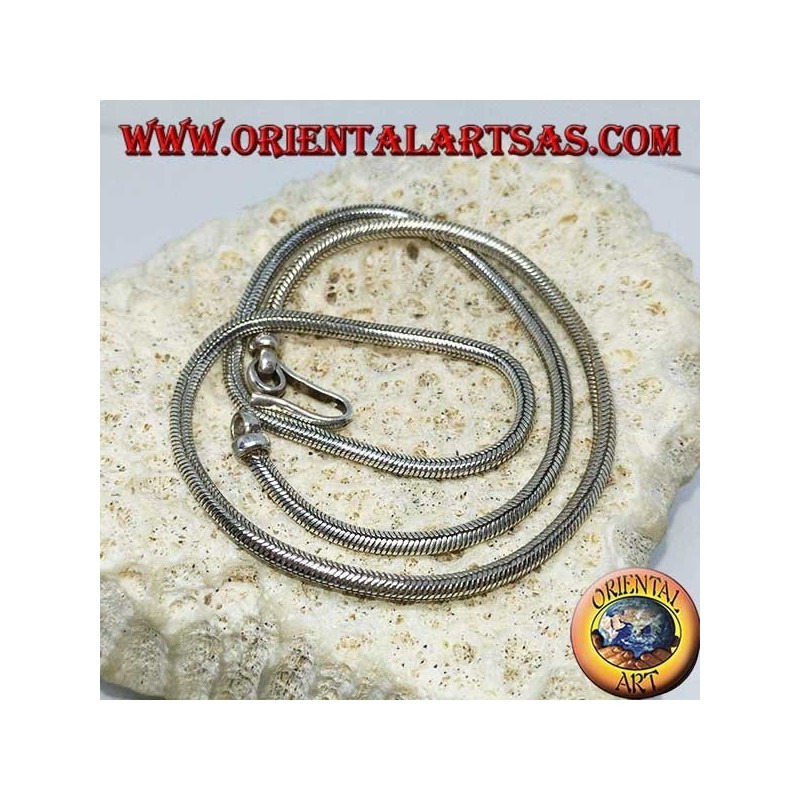 Collar de plata, serpiente india longitud 45 cm espesor mm. 2.8