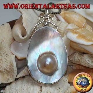 Colgante con Perla en Concha Madre en Plata 925