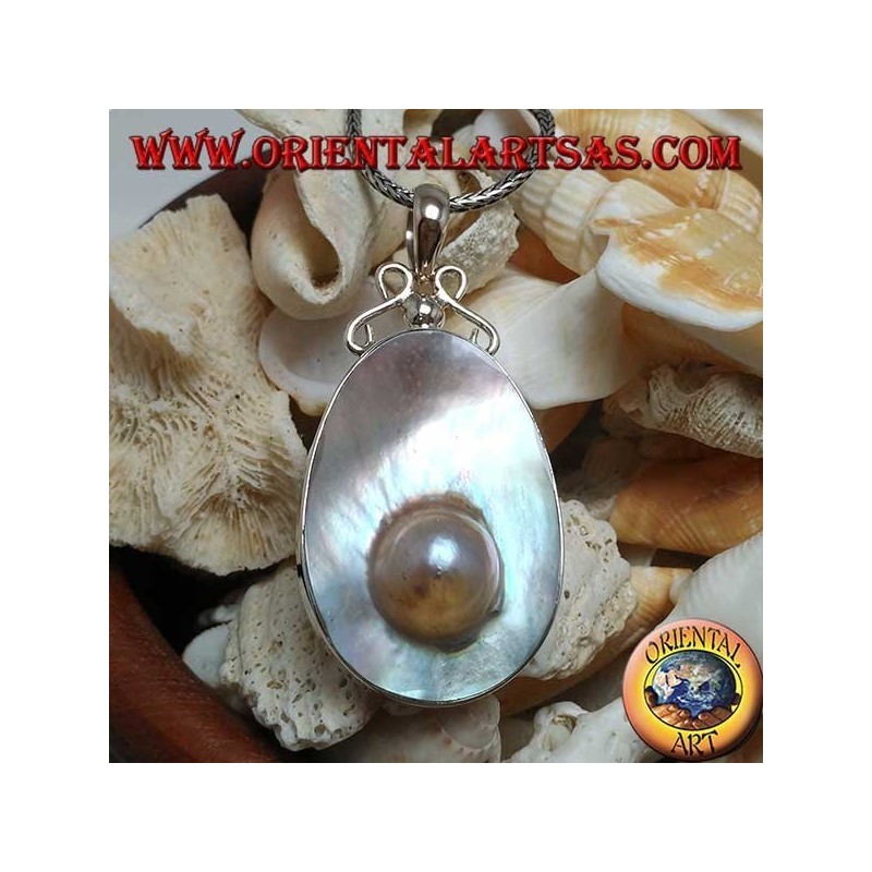 Anhänger mit Perle auf Muschel in Silber 925