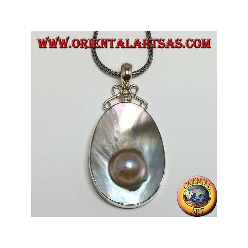 Pendant with Pearl on Mother Shell in Silver 925
