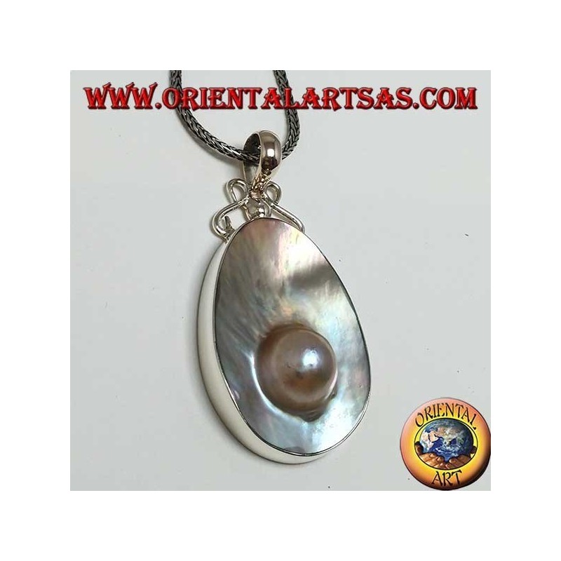 Anhänger mit Perle auf Muschel in Silber 925
