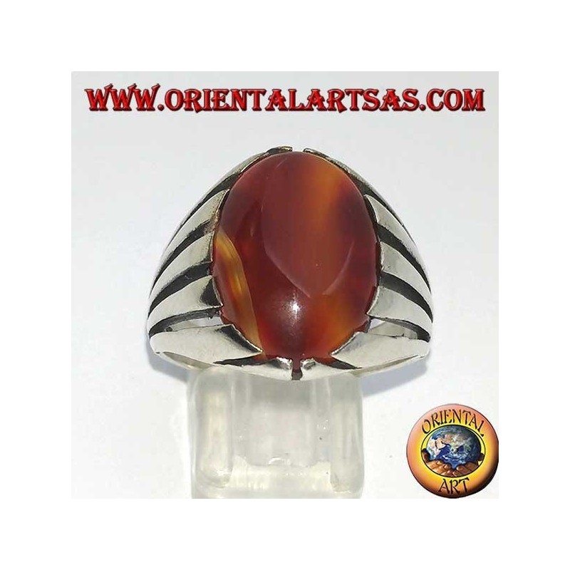 Silberring mit Karneol und ovalem Cabochon