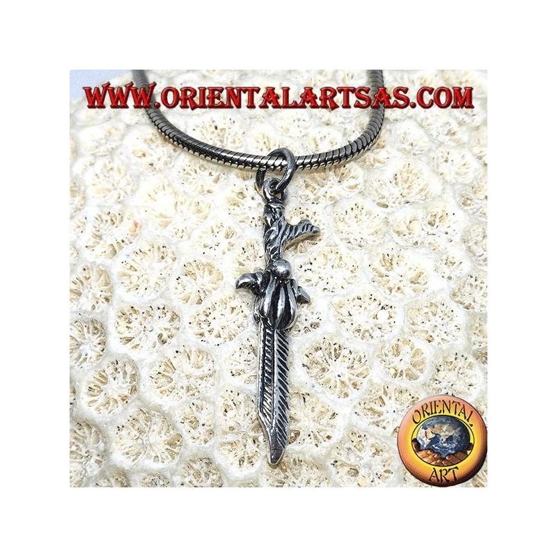 Celtic dagger silver pendant with curved handle