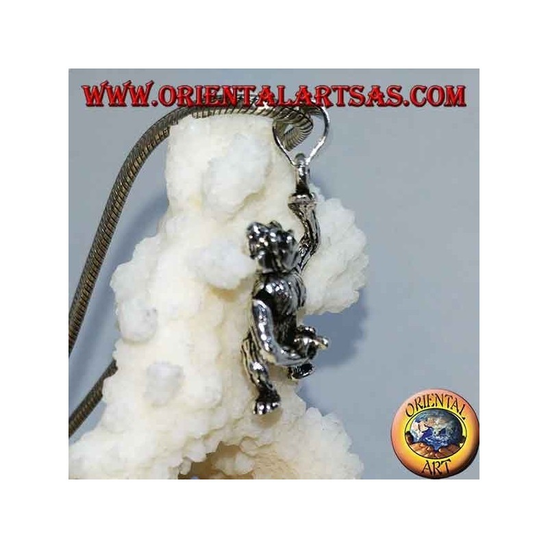 Silver pendant, monkey who masturbates moving his head his arms