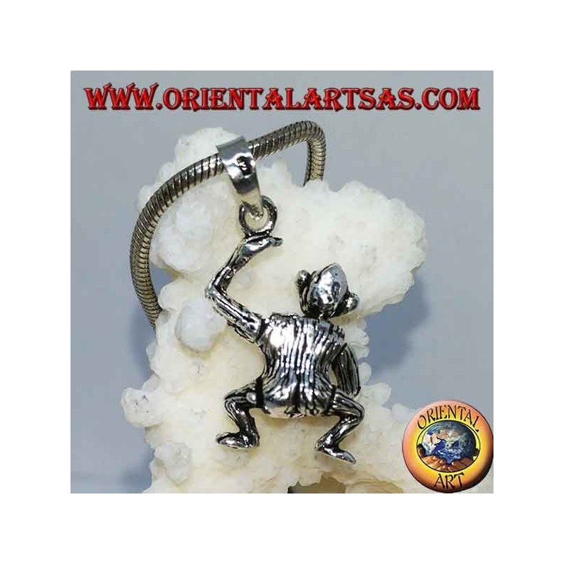 Pendentif en argent, singe qui se masturbe en bougeant la tête les bras