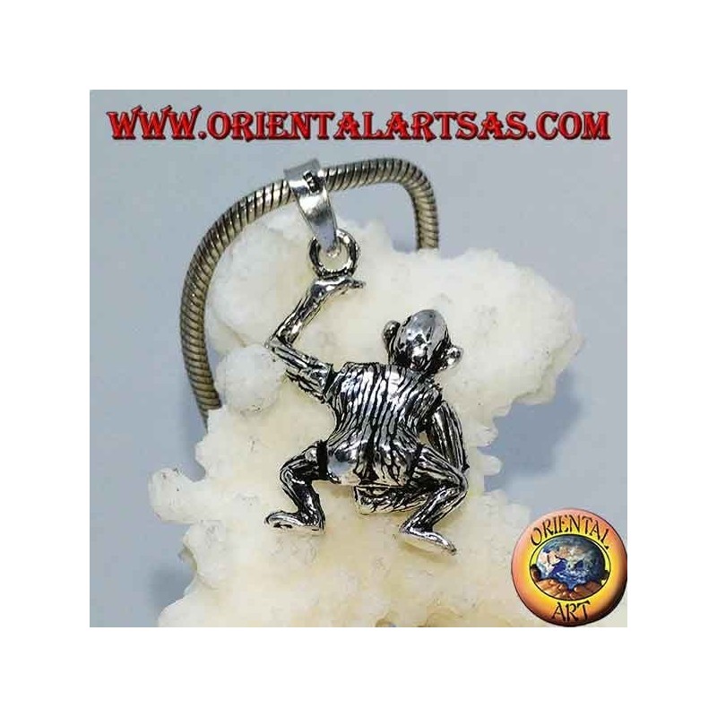 Pendentif en argent, singe qui se masturbe en bougeant la tête les bras