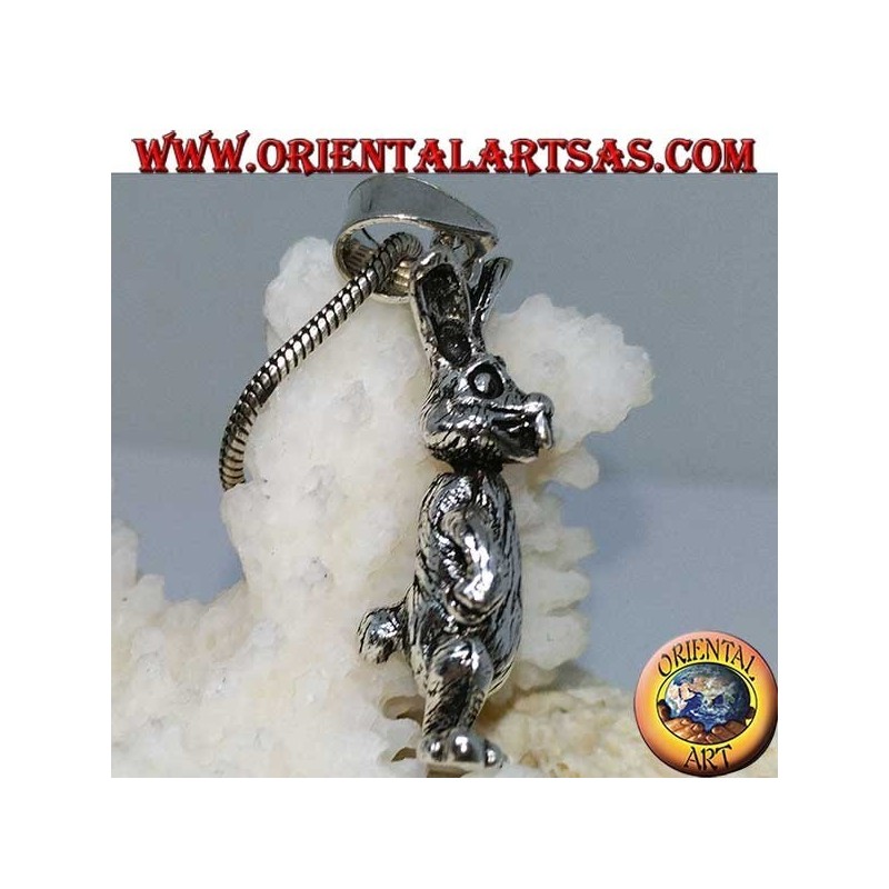 Pendentif en argent le lapin bouge les jambes et les bras "Roger Rabbit"