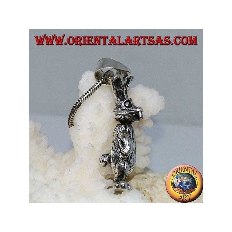 Pendentif en argent le lapin bouge les jambes et les bras "Roger Rabbit"