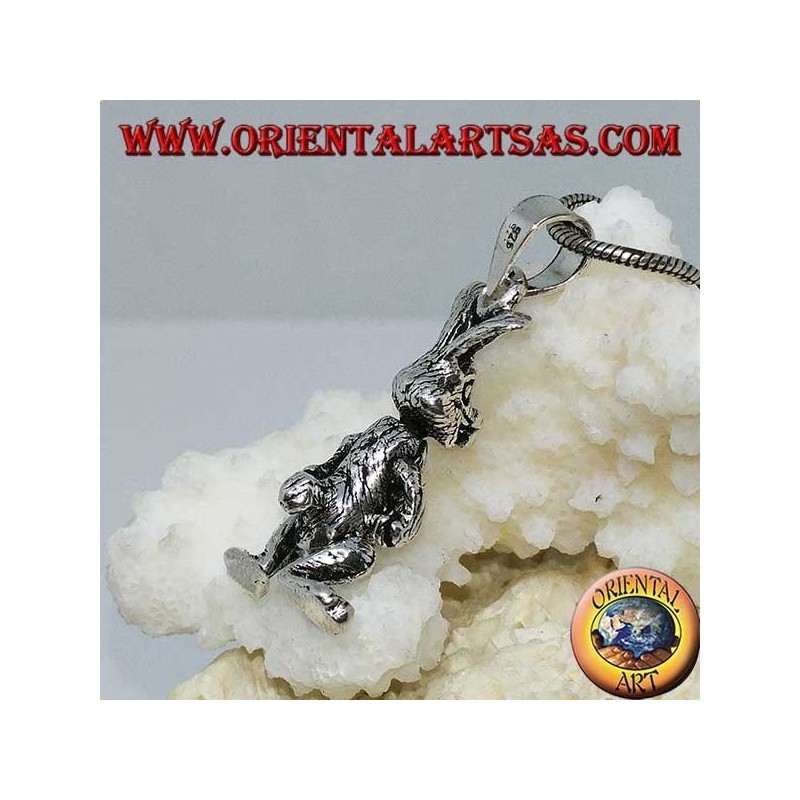 Pendentif en argent le lapin bouge les jambes et les bras "Roger Rabbit"