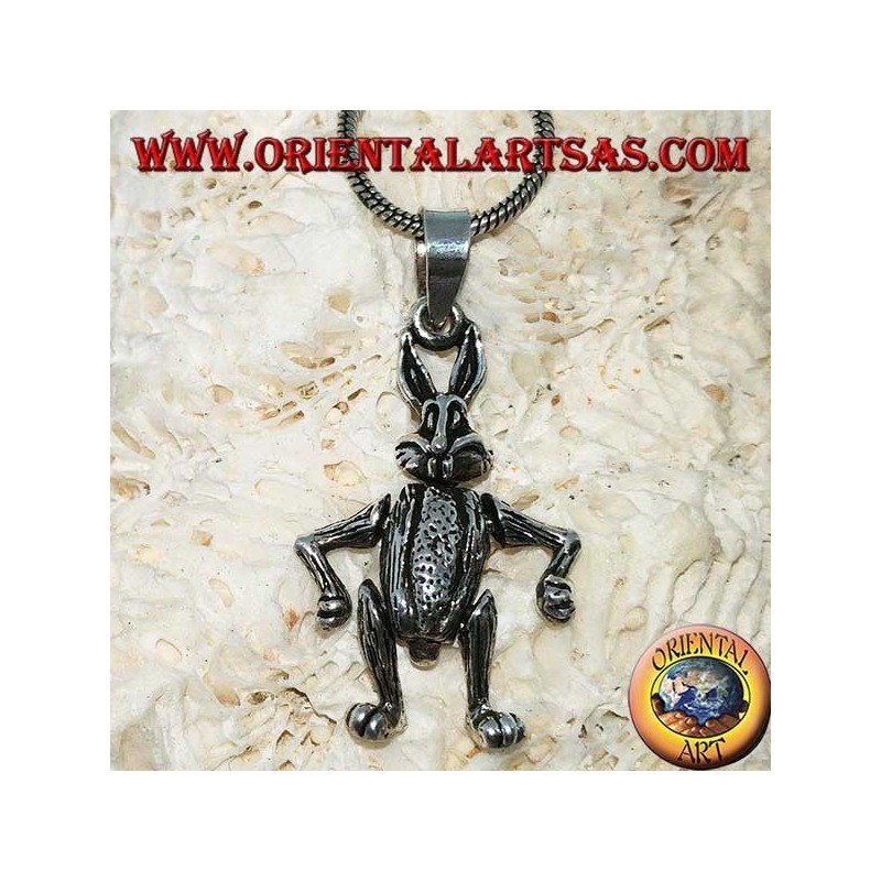 Ciondolo in argento il coniglio muove le gambe le braccia e gira la testa 