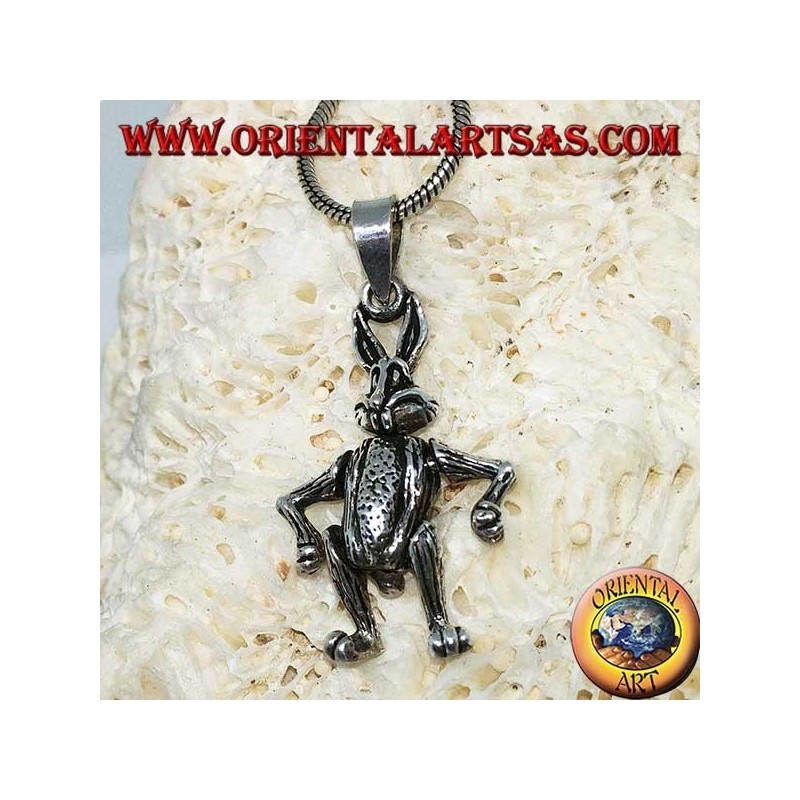 Silver pendant the rabbit moves its legs and turns its head
