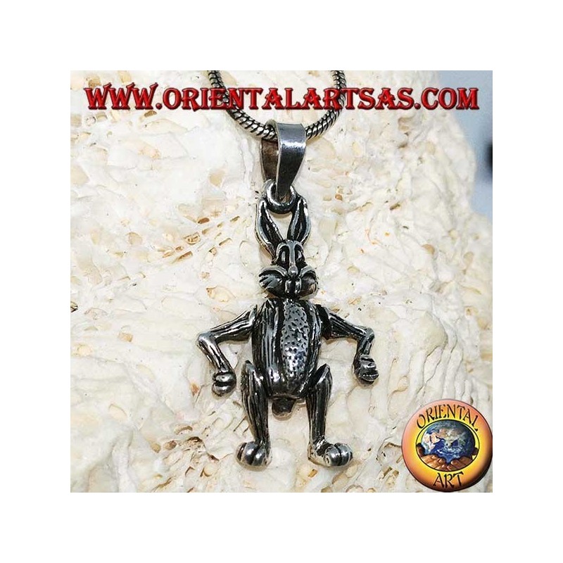 Pendentif en argent le lapin bouge les pattes et tourne la tête