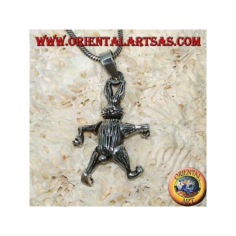 Pendentif en argent le lapin bouge les pattes et tourne la tête