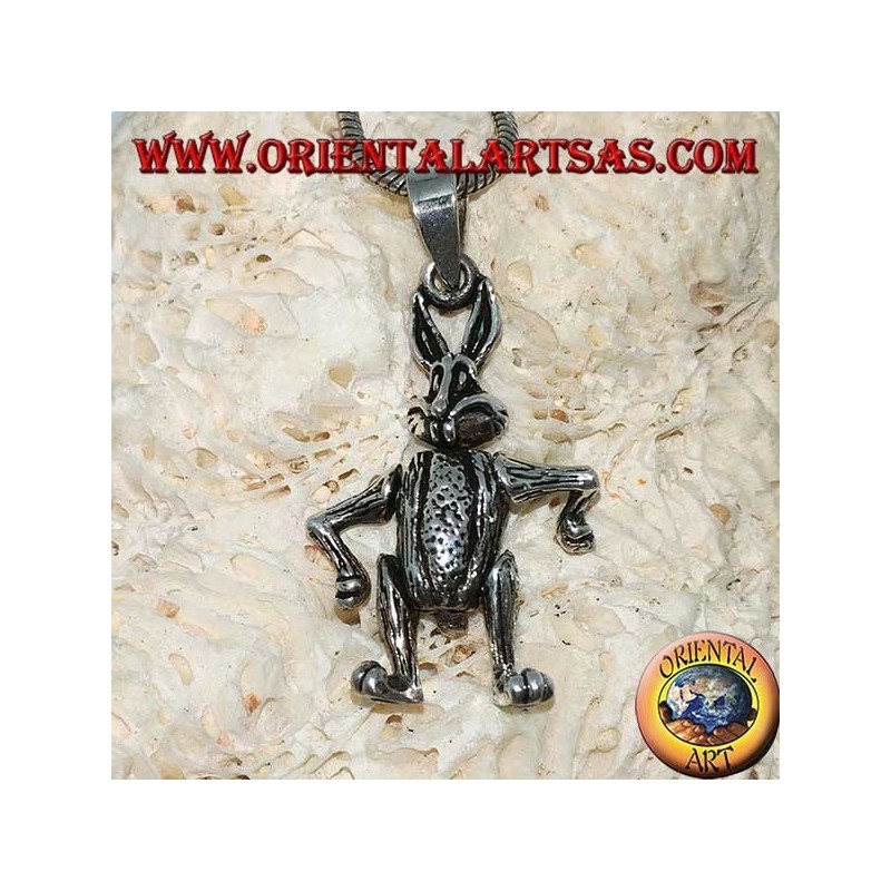 Pendentif en argent le lapin bouge les pattes et tourne la tête