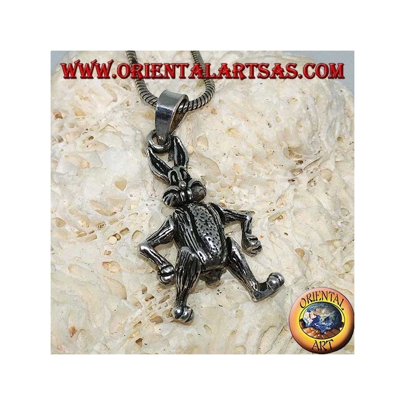 Pendentif en argent le lapin bouge les pattes et tourne la tête