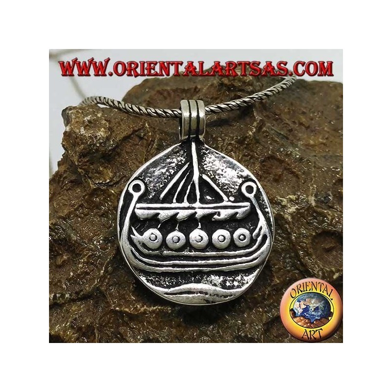 Pendentif en argent Drakkar Norse Viking ship Bijoux