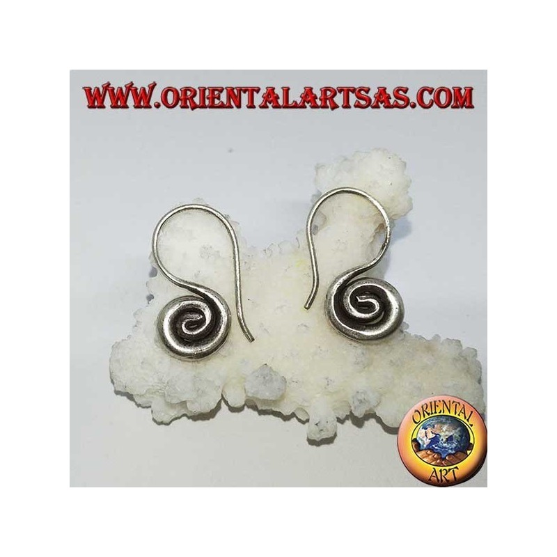 Pendientes de gancho en espiral de plata hechos a mano Karen (pequeño)