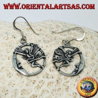 Pendientes de plata, hada con la luna