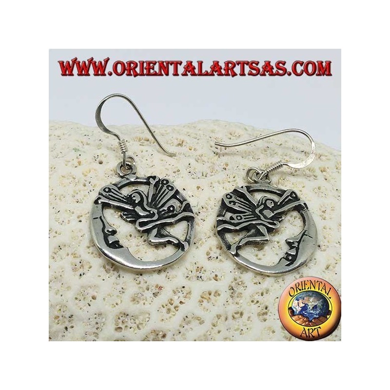 Boucles d'oreilles fée coeur argent
