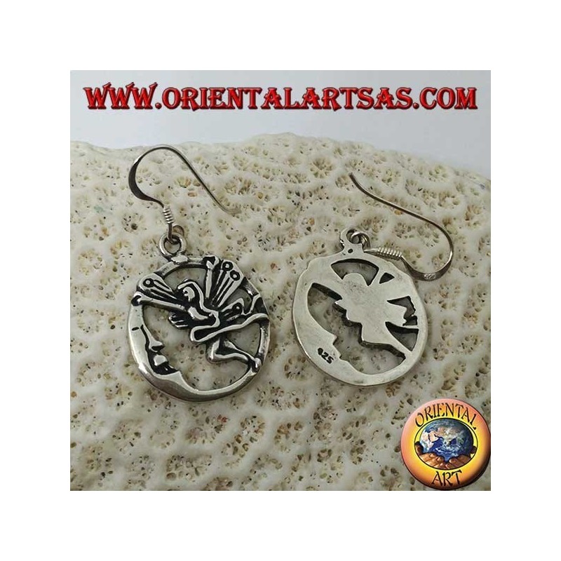Silver earrings, fairy with the moon