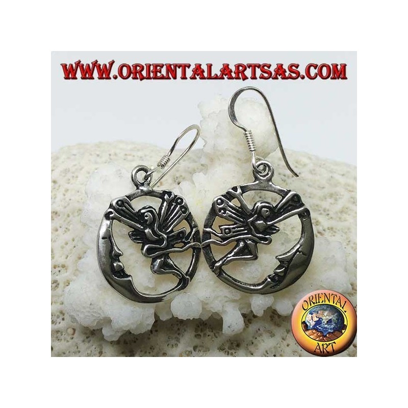 Boucles d'oreilles fée coeur argent