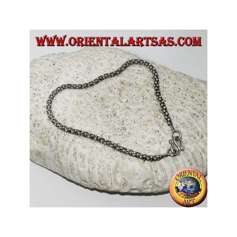 Silver bracelet Venetian round knit of mm. 27