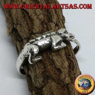 Anello in argento, coccodrillo alligatore