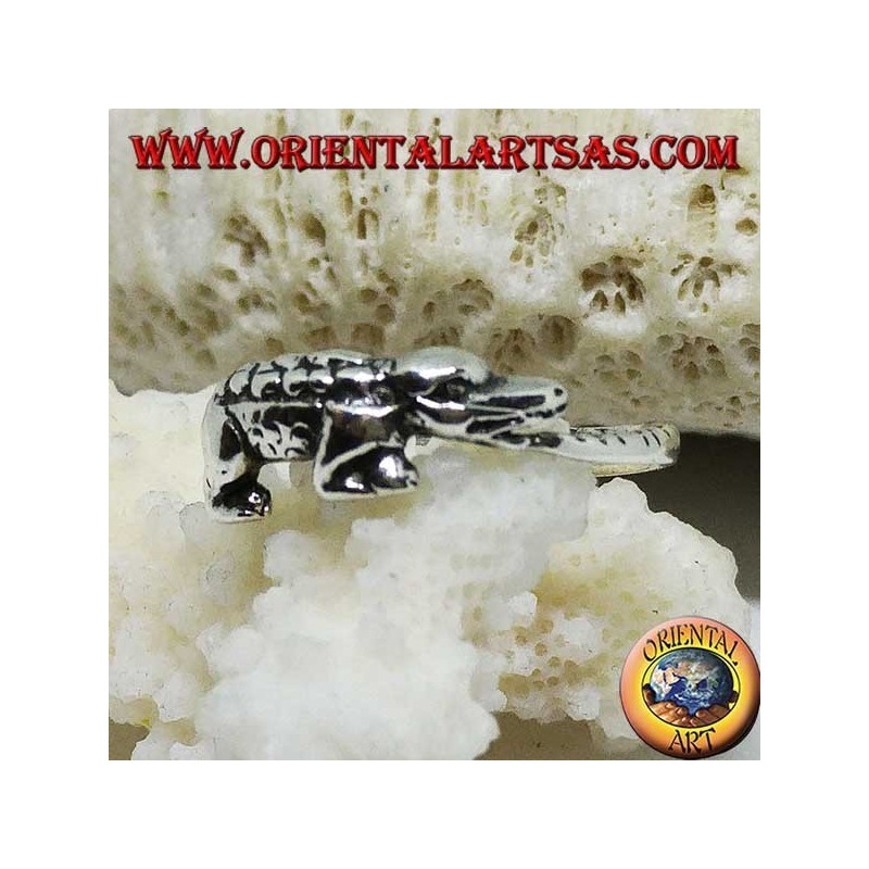 Bague en argent, crocodile en alligator