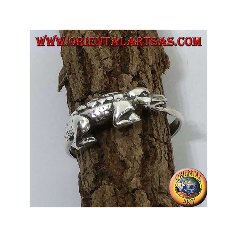 Bague en argent, crocodile en alligator