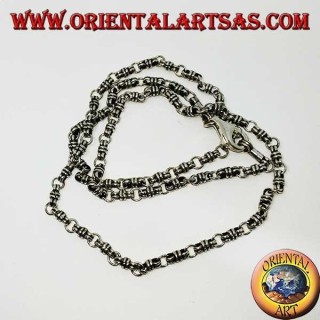 Collier en argent (925) noeud et bague de 60 cm de long