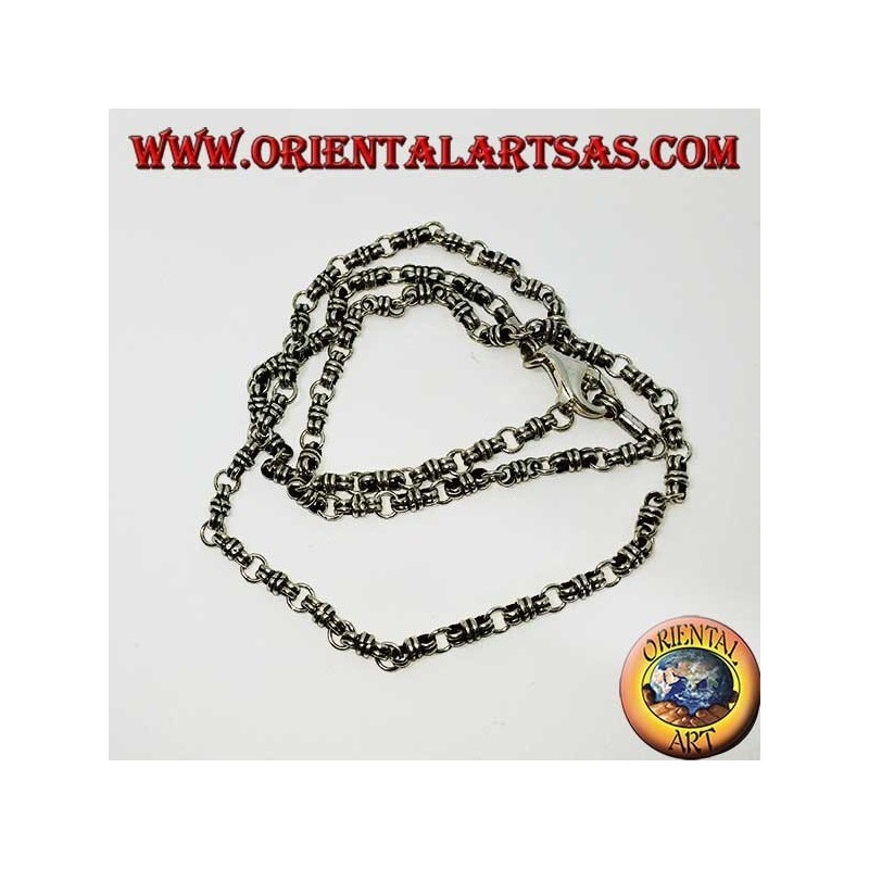 Silver necklace (925 ‰) knot and ring 60 cm long