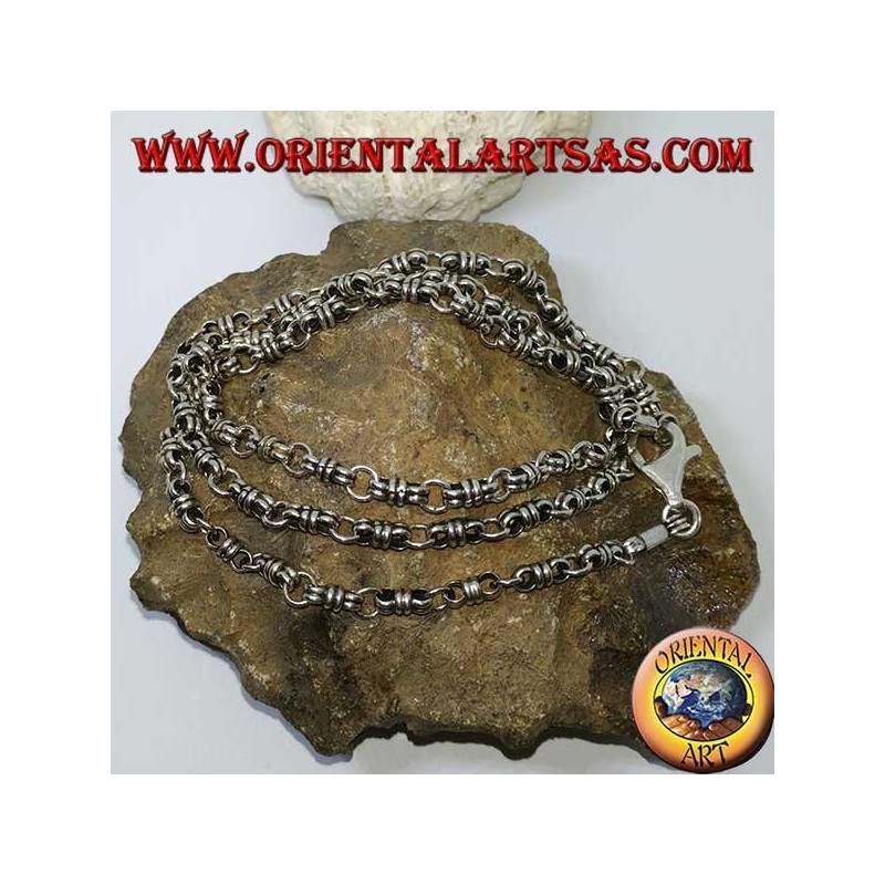 Collana in argento (925 ‰)  nodo ed anello lunghezza cm.60