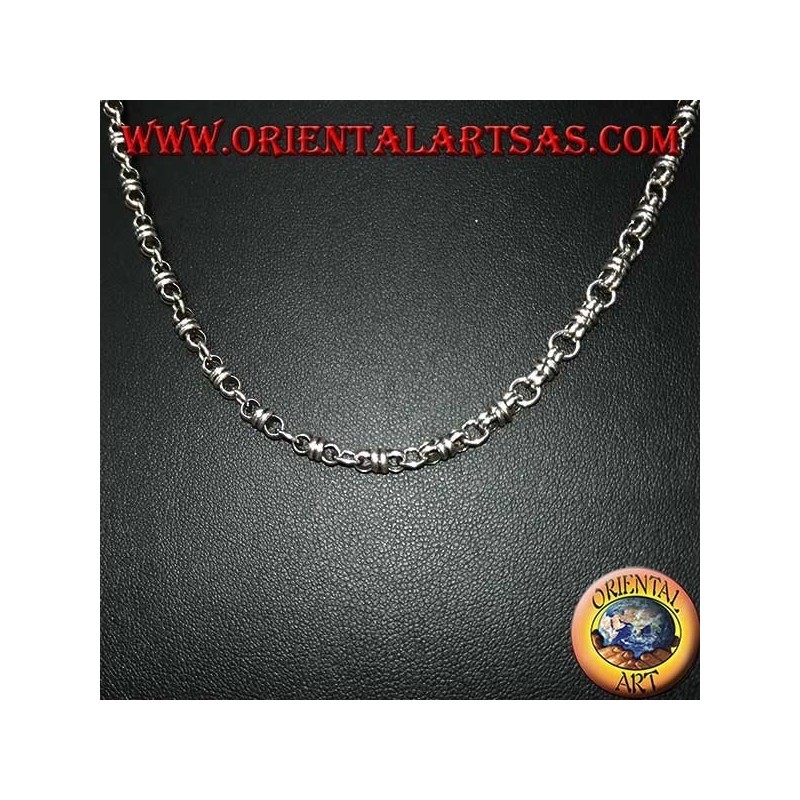 Collana in argento (925 ‰)  nodo ed anello lunghezza cm.60