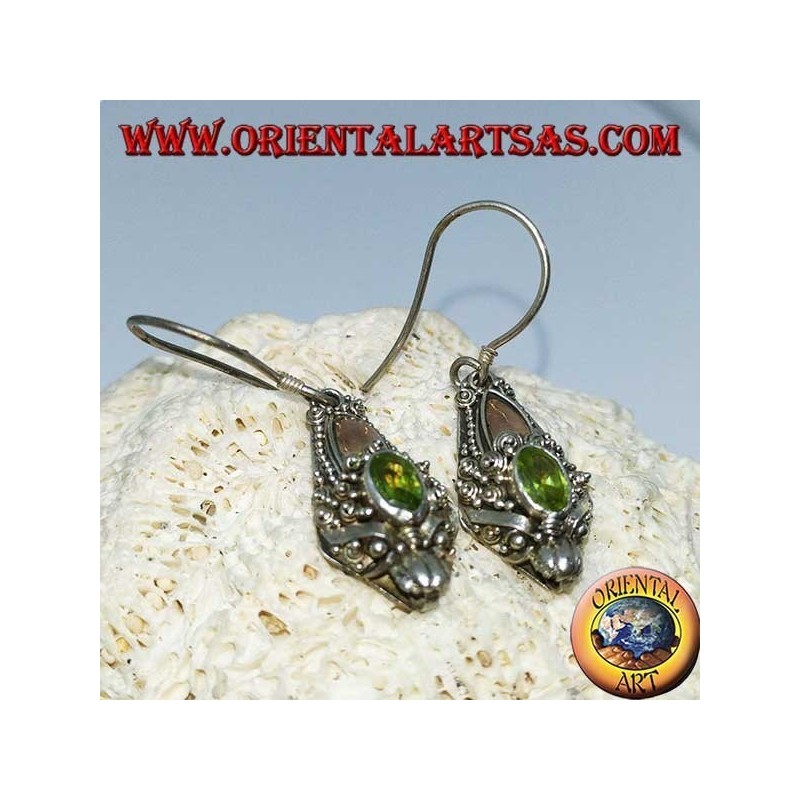 Silberne Drachenkopfohrringe mit Peridot-Set und Goldplatten