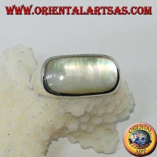 silver ring with mother of pearl long