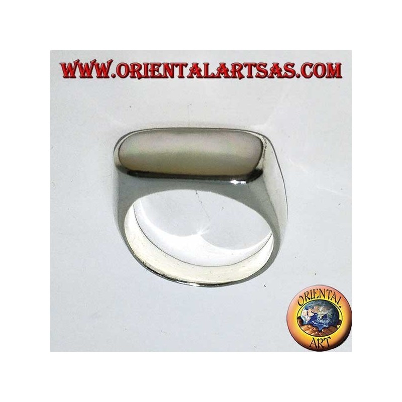 anillo de plata con nácar larga