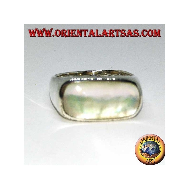 anillo de plata con nácar larga