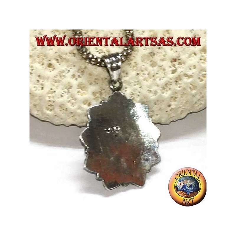 Pendentif en argent avec labradorite ovale et bord ciselé