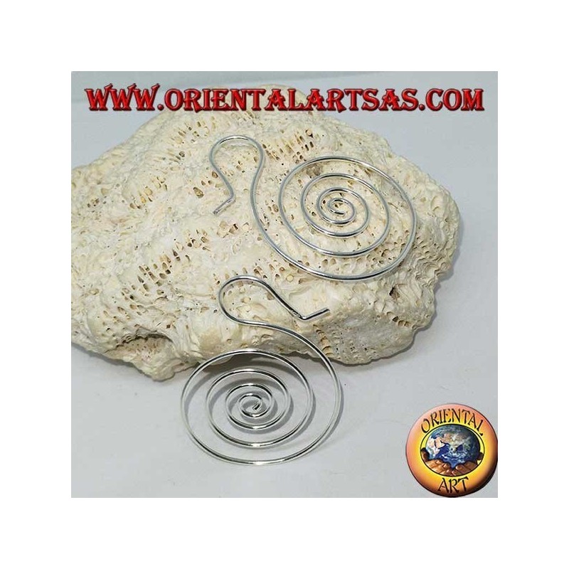 Boucles d'oreilles en fil d'argent en forme de spirale (grande)