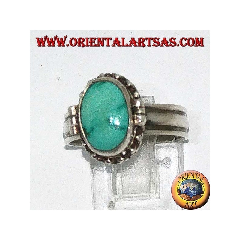 Box Silberring mit natürlichen ovalen Türkis (Gifthalter)