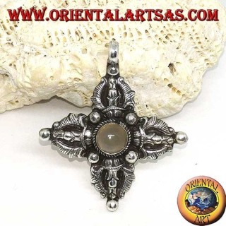 Silver pendant (925 ‰) Vajra Dorje Tibetan with moonstone in the center