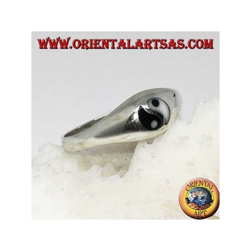 Einfacher Ring mit Tao Yin Yang in Silber (klein)